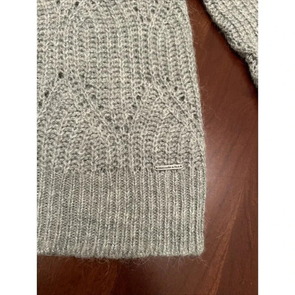 Abercrombie & FitchWomens Sweater S Gray Wool Alpaca Blend Open Knit Chunky - Picture 6 of 10